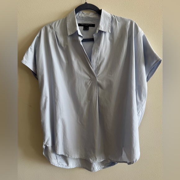 French Connection Light Blue Short Sleeve Blouse (M) - Picture 1 of 5